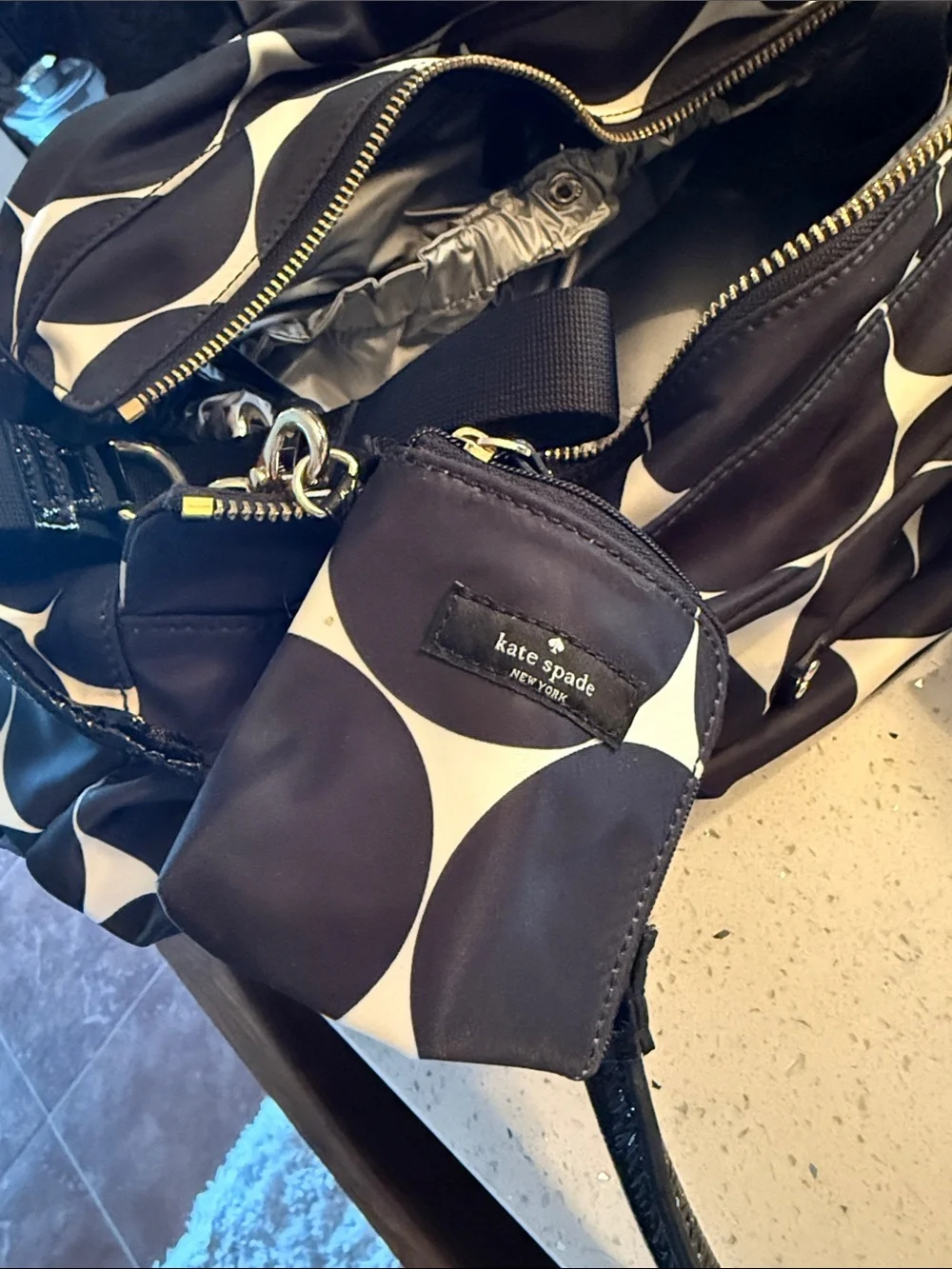 kate spade Black and White Polka Dot Diaper Bag